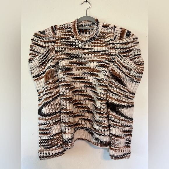 Ulla Johnson Puff-Sleeve Cream Alpaca Blend Daphne Knit Pullover Sweater size L - Picture 3 of 8